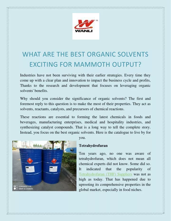 what are the best organic solvents exciting