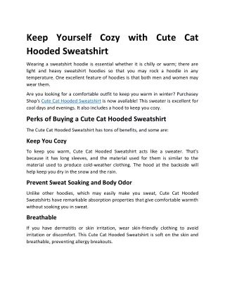 Cute Cat Hooded Sweatshirt – Art Hoodie – Funny Hoodie