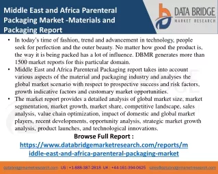 Middle East and Africa Parenteral Packaging Market