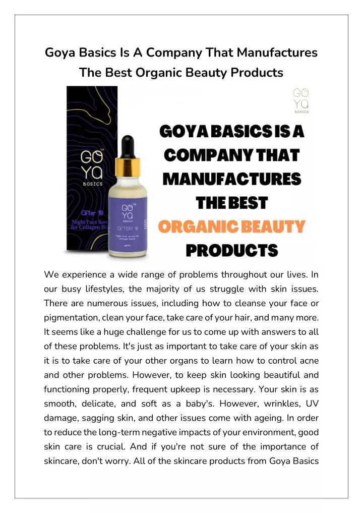 goya basics is a company that manufactures