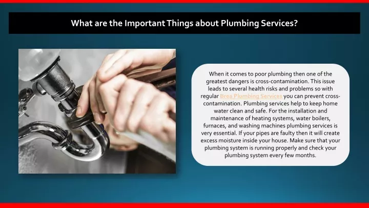 what are the important things about plumbing