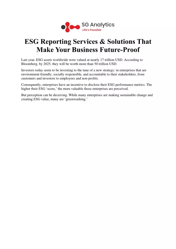 esg reporting services solutions that make your