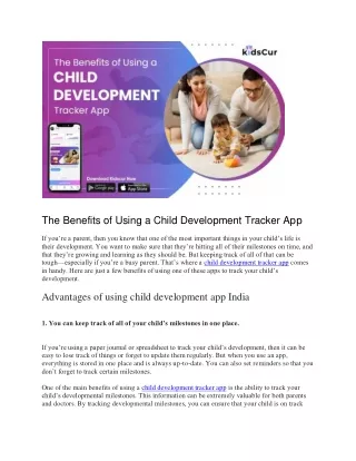 The Benefits of Using a Child Development Tracker App
