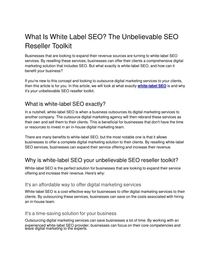 what is white label seo the unbelievable