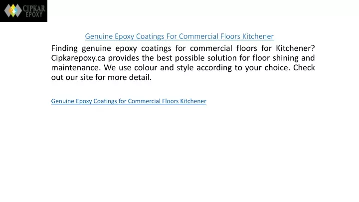 genuine epoxy coatings for commercial floors kitchener