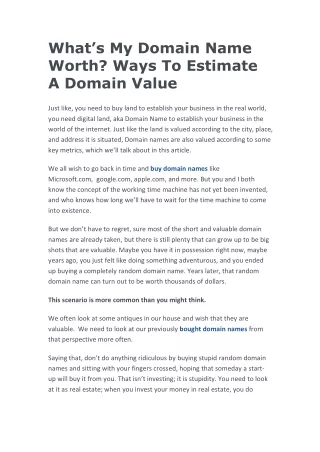 what s my domain name worth ways to estimate
