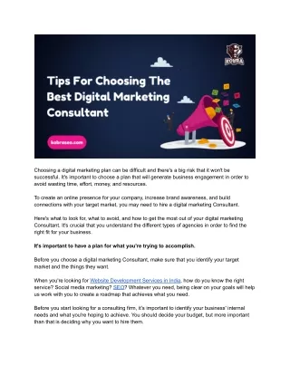 choosing a digital marketing plan