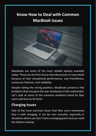 Know How to Deal with Common MacBook Issues