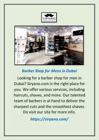 Barber Shop For Mens In Dubai | Siryano.com