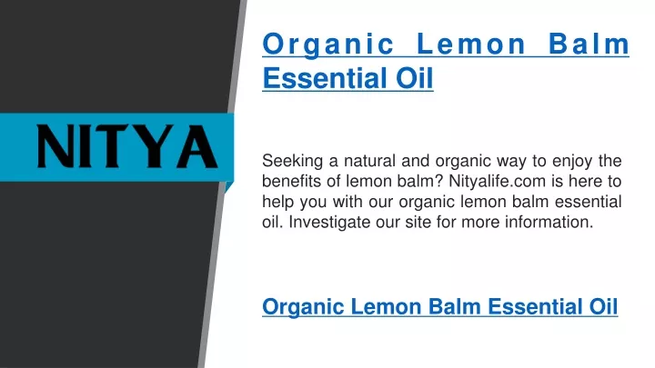 organic lemon balm essential oil
