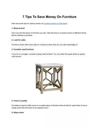 7 tips to save money on furniture