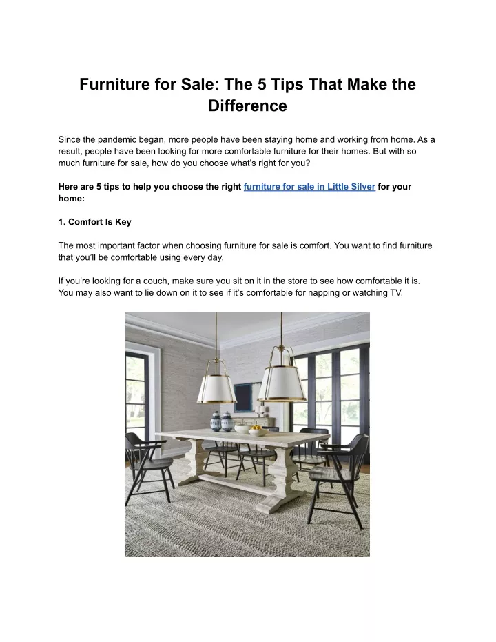 furniture for sale the 5 tips that make