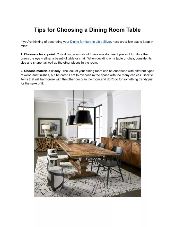tips for choosing a dining room table