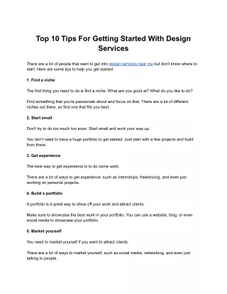 top 10 tips for getting started with design