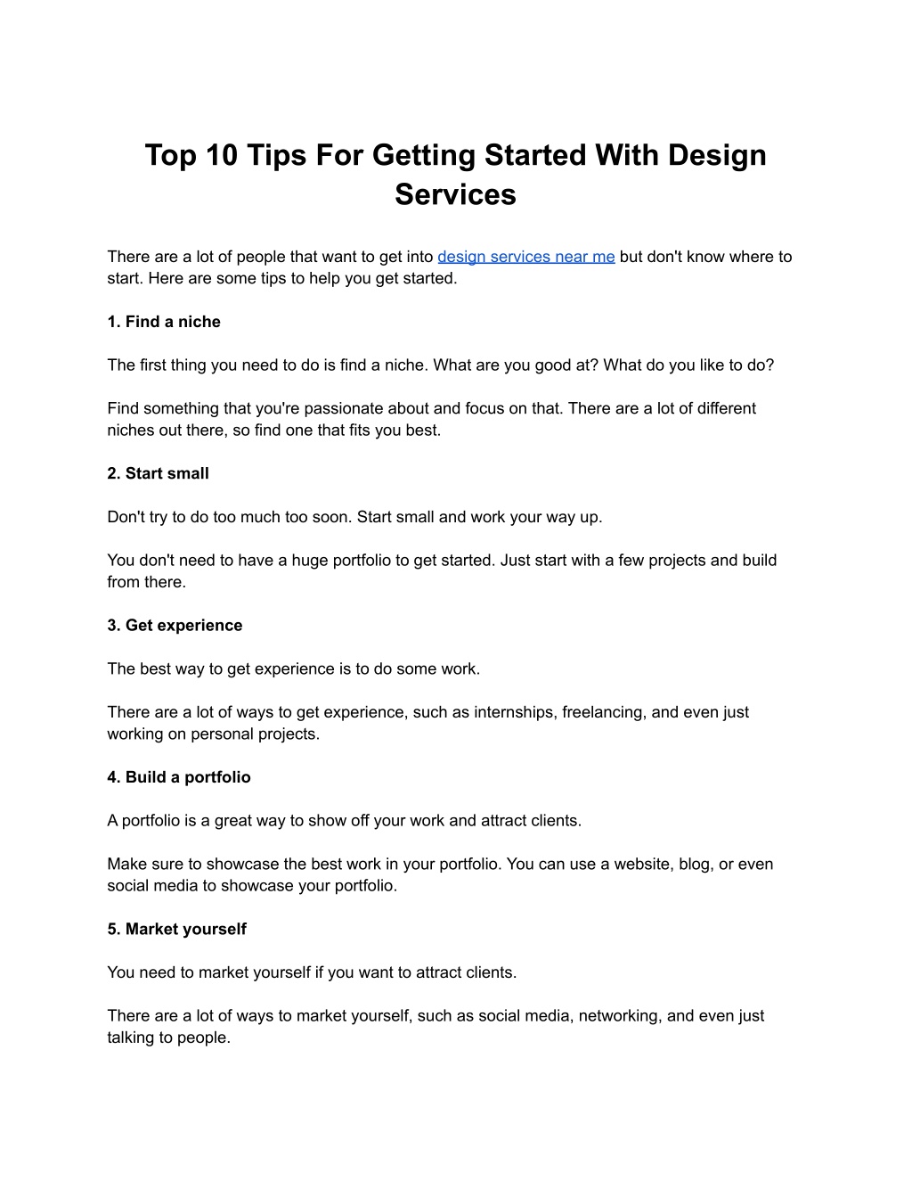 PPT - Top 10 Tips For Getting Started With Design Services PowerPoint ...