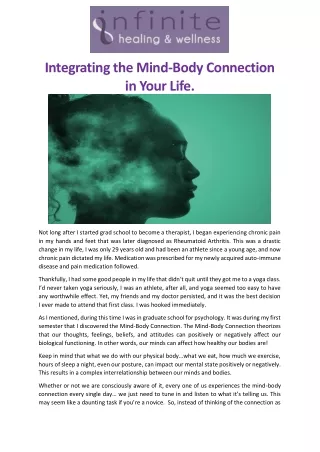 integrating the mind body connection in your life