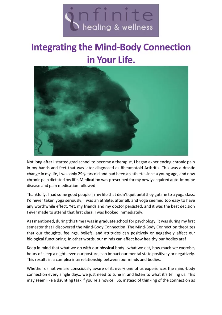 integrating the mind body connection in your life