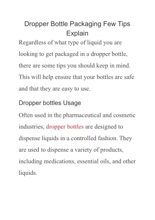 dropper bottle packaging few tips explain