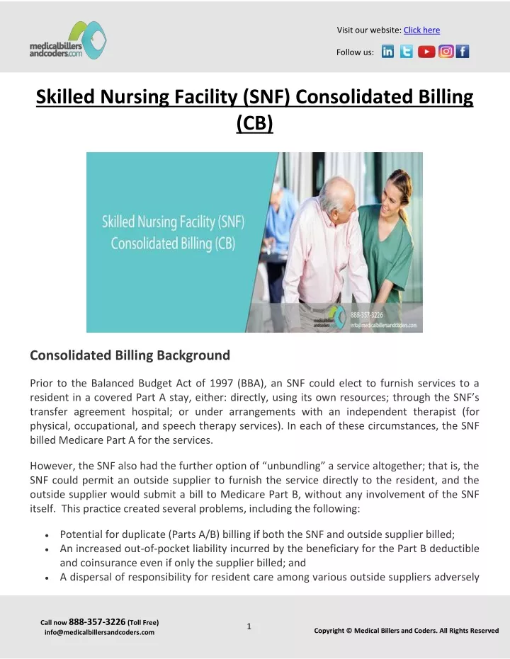 PPT Skilled Nursing Facility (SNF) Consolidated Billing (CB