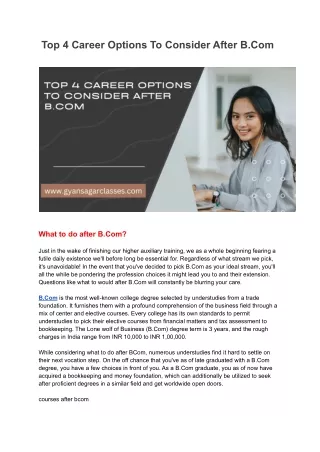 Top 4 Career Options To Consider After B