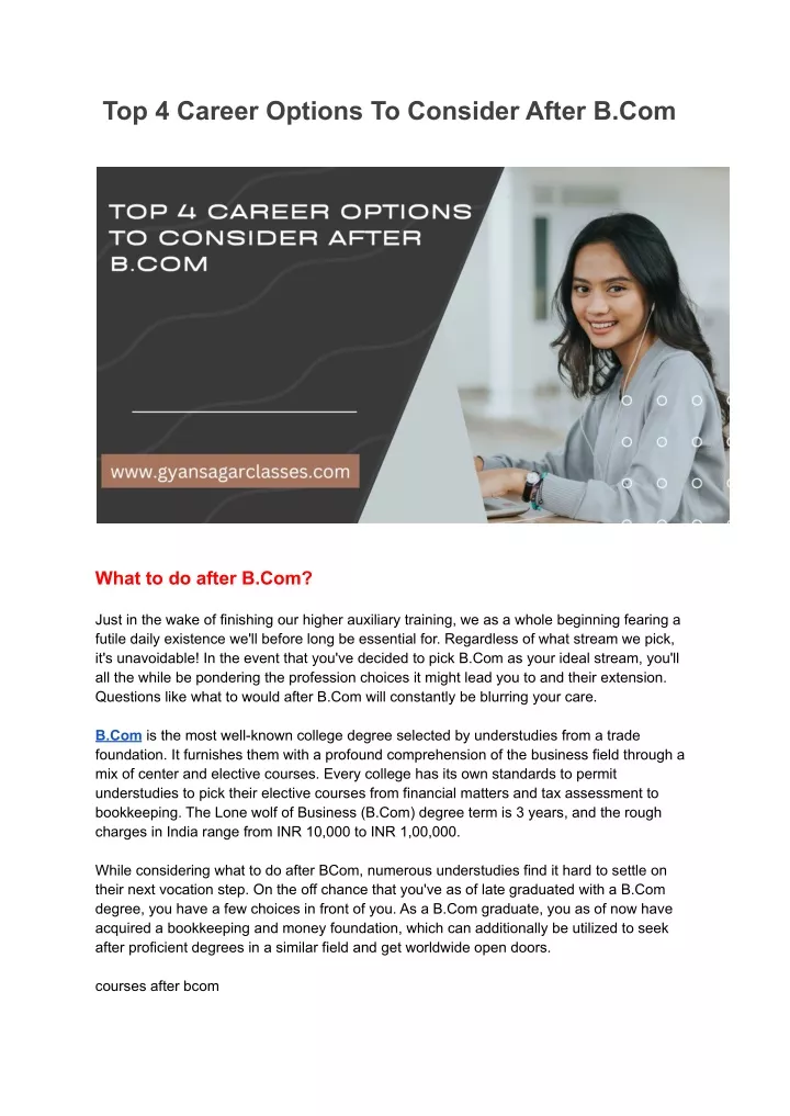 top 4 career options to consider after b com