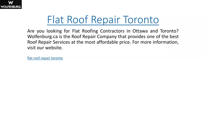 flat roof repair toronto