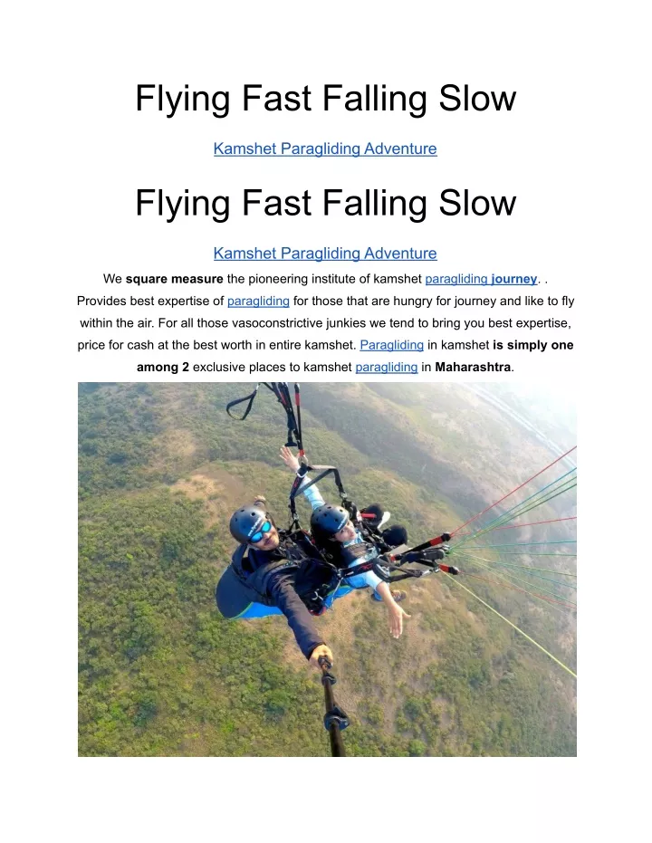 flying fast falling slow