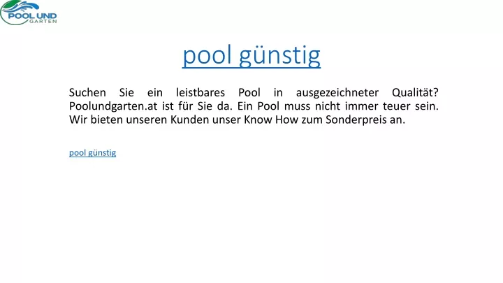 pool g nstig