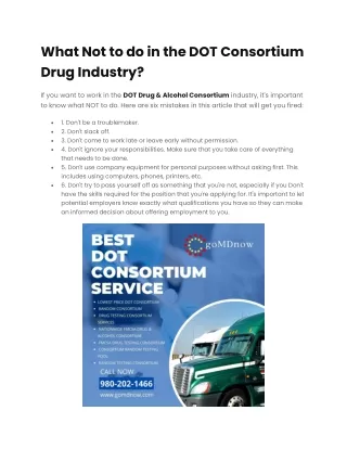 what not to do in the dot consortium drug industry