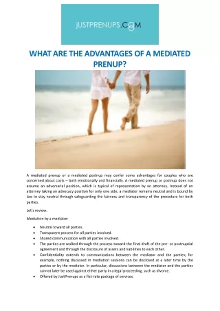 what are the advantages of a mediated prenup