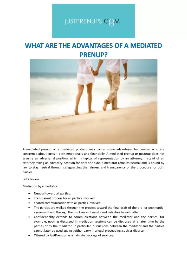 what are the advantages of a mediated prenup