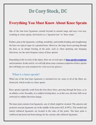 Everything You Must Know About Knee Sprain