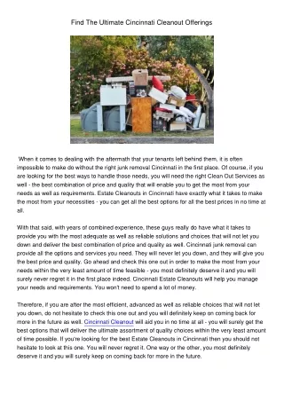 find the ultimate cincinnati cleanout offerings