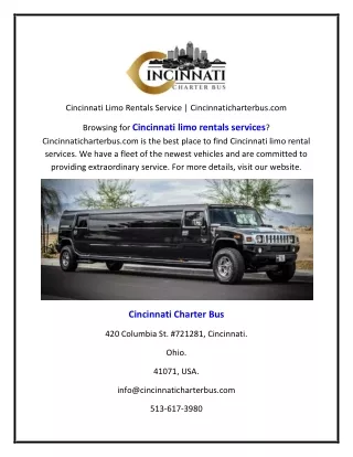 Cincinnati Limo Rentals Service | Cincinnaticharterbus.com