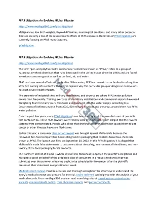 pfas litigation an evolving global disaster