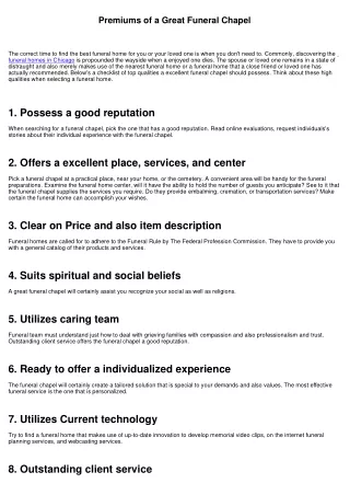 Top Qualities of a Great Funeral Home