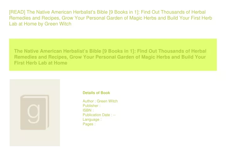 read the native american herbalist s bible