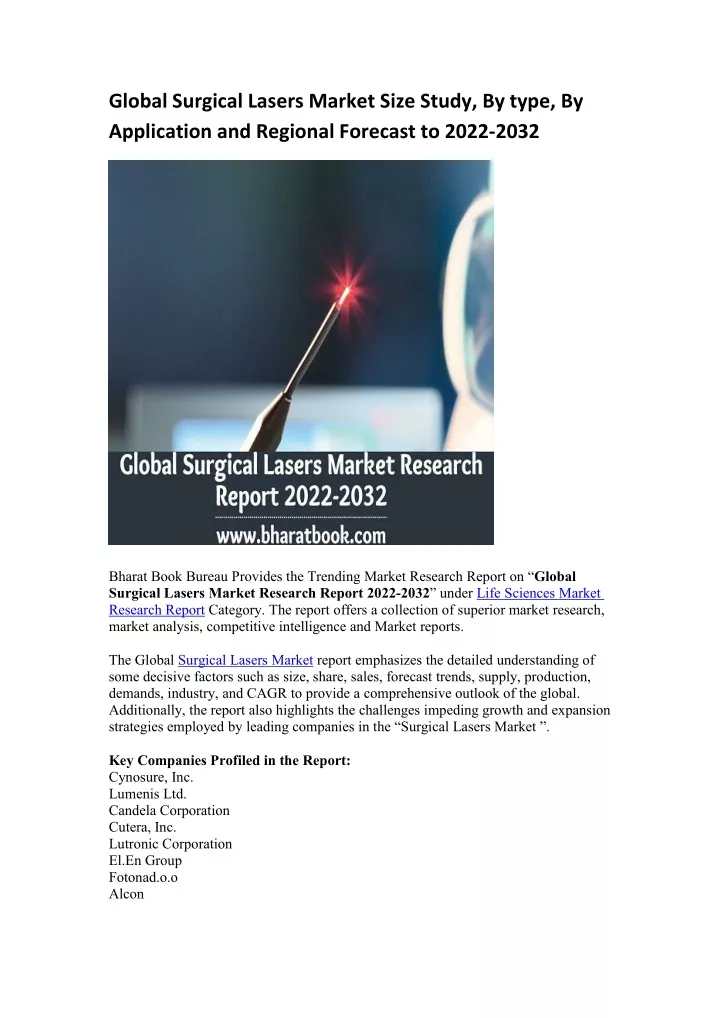 global surgical lasers market size study by type