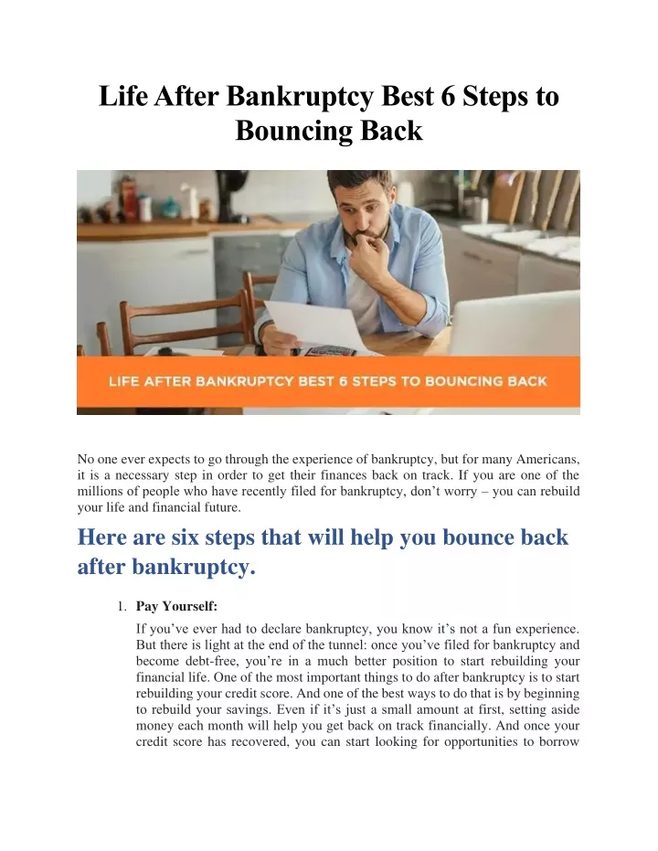 life after bankruptcy best 6 steps to bouncing