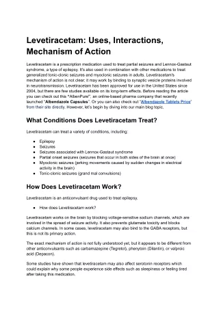 levetiracetam uses interactions mechanism