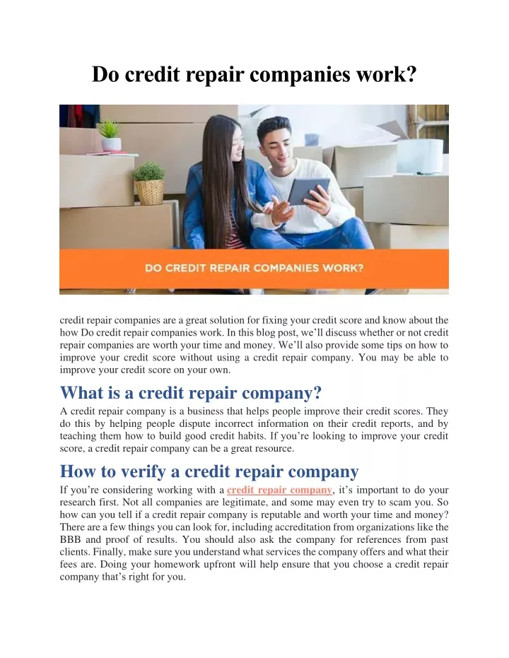 do credit repair companies work