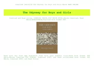 Download [ebook]$$ The Odyssey for Boys and Girls Ebook READ ONLINE