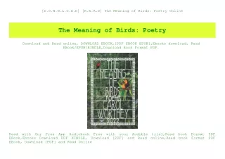 [D.O.W.N.L.O.A.D] [R.E.A.D] The Meaning of Birds Poetry Online