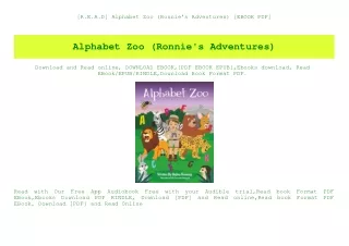 [R.E.A.D] Alphabet Zoo (Ronnie's Adventures) [EBOOK PDF]