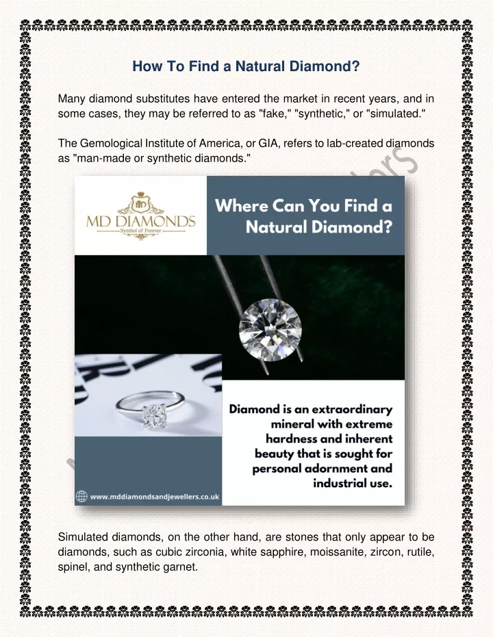 how to find a natural diamond