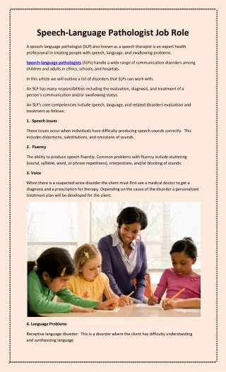 speech language pathologist job role
