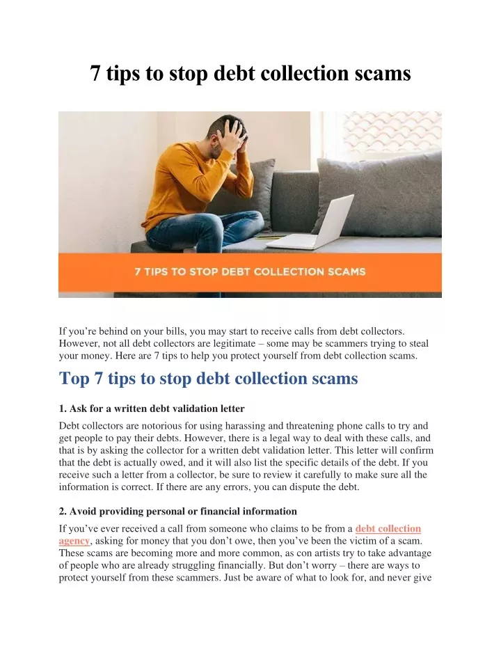 7 tips to stop debt collection scams