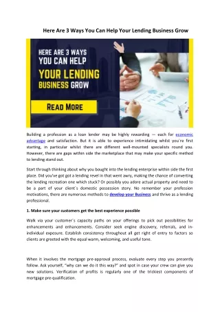 Here Are 3 Ways You Can Help Your Lending Business Grow
