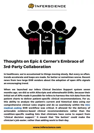 Thoughts on Epic & Cerner Embrace of 3rd Party Collaboration