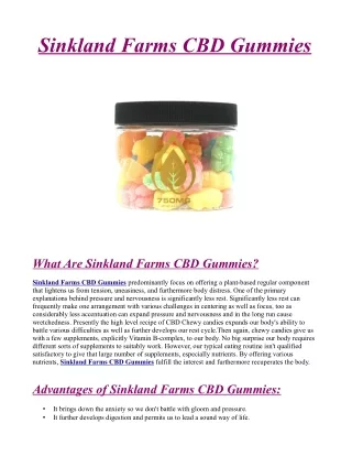 Sinkland Farms CBD Gummies Official] - 100% Legitimate